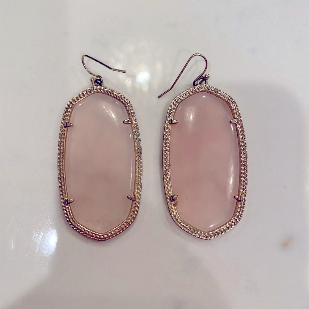 Danielle Gold Statement Earrings - Rose Quartz